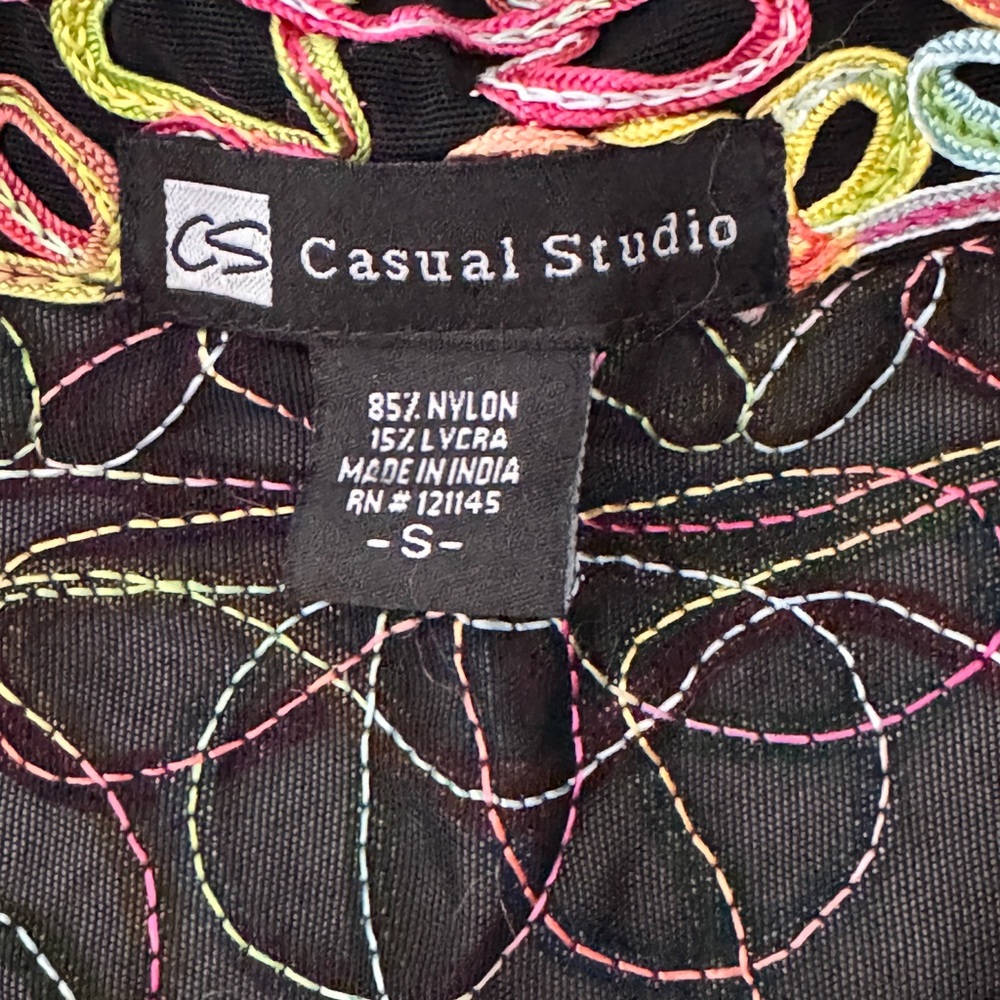 Rainbow Colored Graphic Pattern Button Zipped Top… - image 6